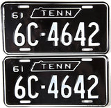 1961 Tennessee License Plates in Excellent condition