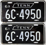 1961 Tennessee License Plates in very good plus condition