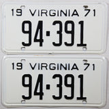 1971 Virginia License Plates 5 Digit DMV Numbers 94-391