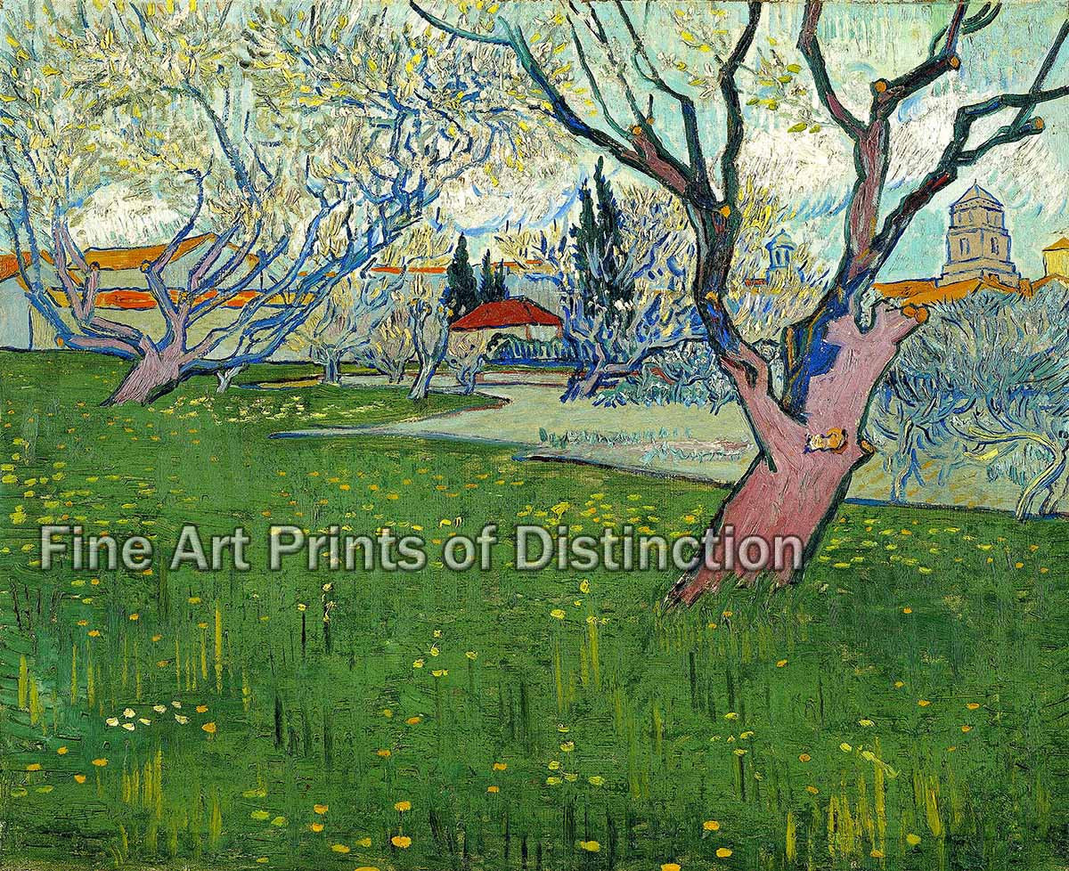 Art Print of View of Arles with Trees in Bloom by Vincent Van Gogh