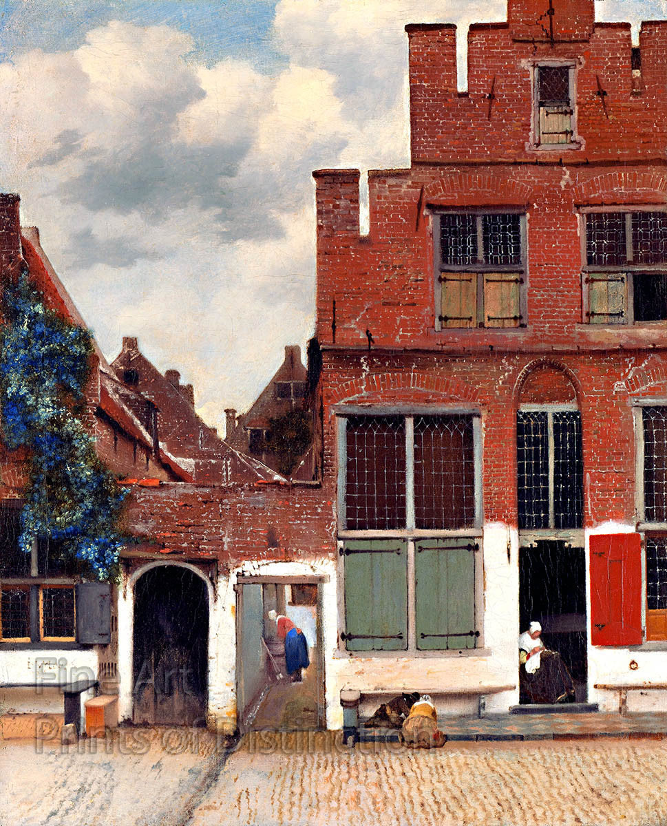 Art Print of The Little Street View of Houses in Delft painting by Jan van Vermeer