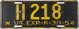 1954 West Virginia Bus License Plate
