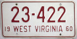 1960 West Virginia License Plate Excellent Minus condition