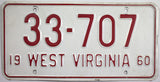 1960 West Virginia License Plate in Very Good Plus condition
