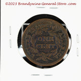 An 1848 Braided Hair Large Cent for sale by Brandywine General Store. reverse side of coin