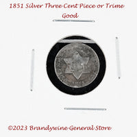 An 1851 Silver Three Cent Piece Trime in good condition for sale by Brandywine General Store
