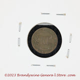 An 1853 Silver Three Cent Piece Trime in about good condition reverse side