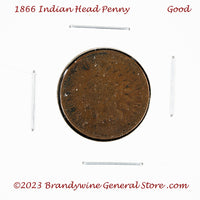 A 1866 Indian Head Penny in good condition for sale by Brandywine General Store