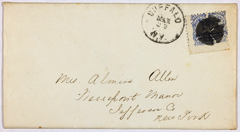 An 1870 Buffalo NY stamped postal envelope with early three cent stamp on Erie Railway stationary for sale by Brandywine General Store