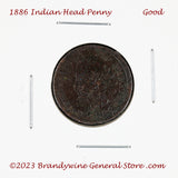 An 1886 Indian Head Penny in good condition for sale by Brandywine General Store.