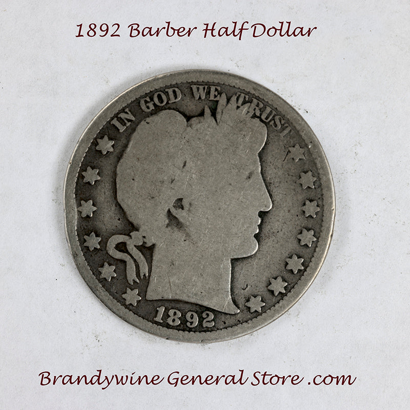 1892 Barber Half Dollar | Brandywine General Store