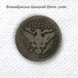 An 1892 Silver Barber Quarter for sale by Brandywine General Store, the coin is in good condition reverse side