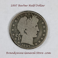 An 1897 Barber Half dollar in good condition for sale by Brandywine General Store