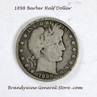 An 1898 Barber Half dollar in good plus condition for sale by Brandywine General Store