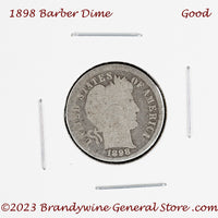 A 1898 Barber silver dime in good condition for sale by Brandywine General Store