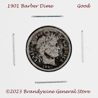 A 1901 Barber silver dime for sale by Brandywine General Store