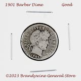 A 1901 Barber silver dime for sale by Brandywine General Store