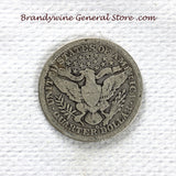 A 1902-O Silver Barber Quarter for sale by Brandywine General Store, the coin is in very good condition reverse side