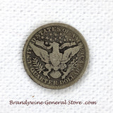 A 1903 Silver Barber Quarter for sale by Brandywine General Store, the coin is in good  plus condition