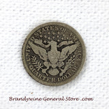 A 1903 Silver Barber Quarter for sale by Brandywine General Store, the coin is in good  plus condition