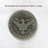 A 1905-S Barber Quarter in good condition for sale by Brandywine General Store reverse of coin