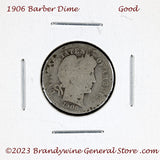 A 1906 Barber silver dime for sale by Brandywine General Store in good condition