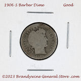 A 1906-S Barber silver dime for sale by Brandywine General Store in good condition