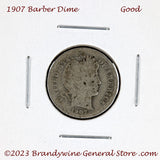 A 1907 Barber silver dime for sale by Brandywine General Store in good condition