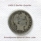 A 1908-D Barber Quarter in good condition for sale by Brandywine General Store