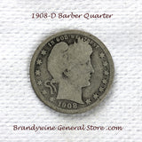 A 1908-D Barber Quarter in good condition for sale by Brandywine General Store