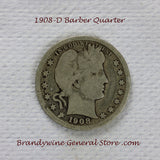 A 1908-D Barber Quarter in good condition for sale by Brandywine General Store