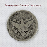 A 1910-S Barber Half dollar coin in good condition for sale by Brandywine General Store reverse side of coin