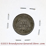 A 1911 Barber silver dime in good condition for sale by Brandywine General Store in good condition reverse side of coin