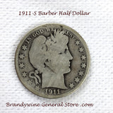 A 1911-S Barber Half dollar coin in good condition for sale by Brandywine General Store