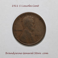 A 1911-S Lincoln Cent, a semi key coin to the series, in very good plus condition for sale by Brandywine General Store