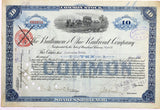 A 1914 Baltimore and Ohio Railroad company stock certificate that was issued to Deutsche Bank for sale by Brandywine General Store