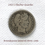 A 1915-S Barber Quarter in very good condition for sale by Brandywine General Store