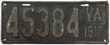 An antique 1917 Virginia Car License Plate for sale by Brandywine General Store in good plus condition
