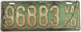 An antique 1920 Virginia Passenger Car License Plate for sale by Brandywine General Store