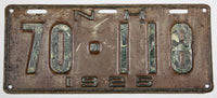 An antique 1925 New Hampshire License Plate for a passenger automobile for sale by Brandywine General Store in good plus condition