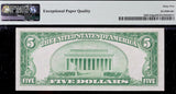 A FR #1952-E Dark Green Seal Series of 1928B FRN five dollar note from the Richmond Federal Reserve Bank graded PMG 65 EPQ for sale by Brandywine General Store Reverse of bill