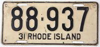 antique 1931 Rhode Island car license plate grading very good
