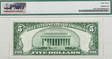 A FR #1956-J Series of 1934 FRN note from the Kansas City Federal Reserve Bank in the denomination of five dollars for sale by Brandywine General Store PMG 63 reverse