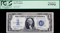 A series of 1934 FR #1606 One Dollar Silver Certificate professionally certified by PCGS at Superb Gem New 67 PPQ for sale by Brandywine General Store