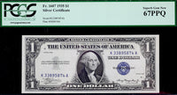 A series of 1935 FR #1607 One Dollar Silver Certificate professionally certified by PCGS at Superb Gem New 67 PPQ for sale by Brandywine General Store