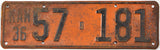 Antique 1936 Kansas car license plate grading good