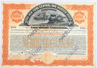 A 1937 bond certificate for the New York Central and Hudson River Railroads for sale by Brandywine General Store