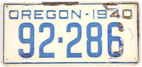 antique 1940 Oregon car license plate grading very good minus