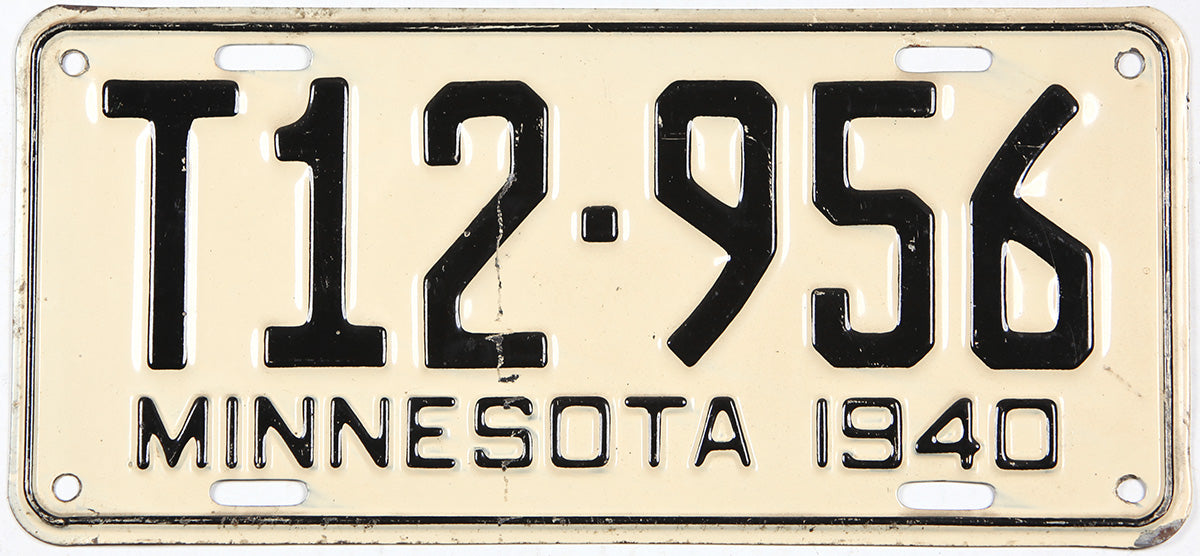 Antique 1940 Minnesota farm truck license plate in very good plus condition
