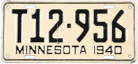 Antique 1940 Minnesota farm truck license plate in very good plus condition